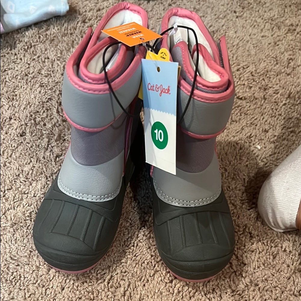 Cat & Jack Pink and Gray Rain & Snow Boots